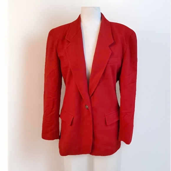 Vintage Lizsport by Liz Claiborne 100% Wool Red Jacket Blazer Lined Size‎ 12 - Picture 1 of 12
